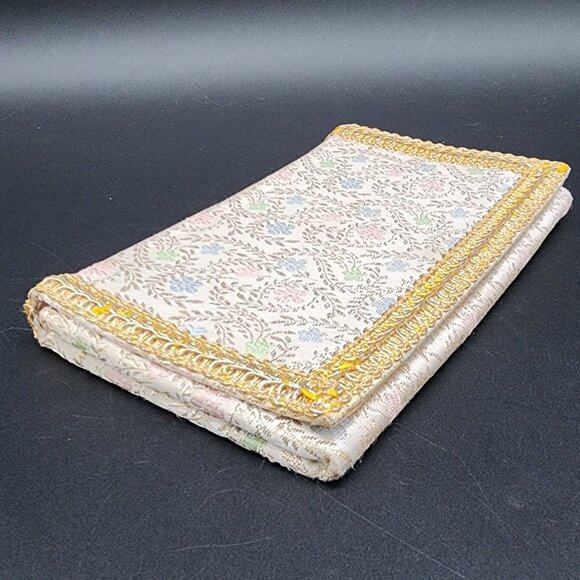Vintage 1960s Brocade Floral Clutch Purse With Gold Trim 9.5x5.5" by Majestic - Picture 8 of 11